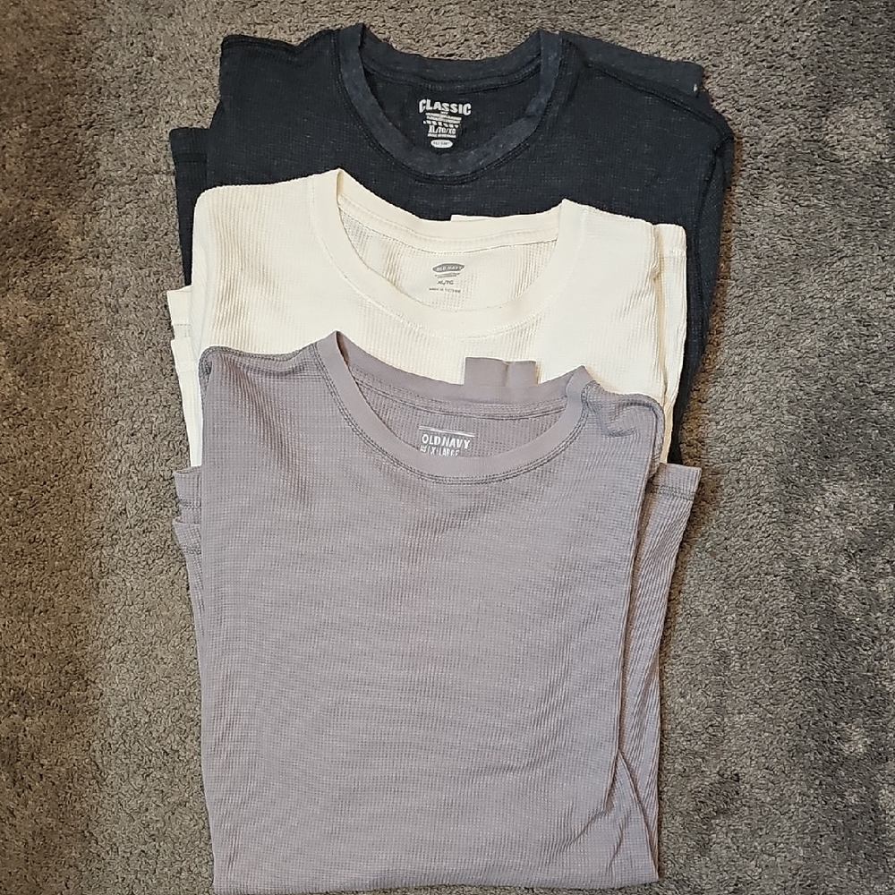 Old Navy Ribbed Long Sleeve Shirt Trio - Black, Cream, Gray
